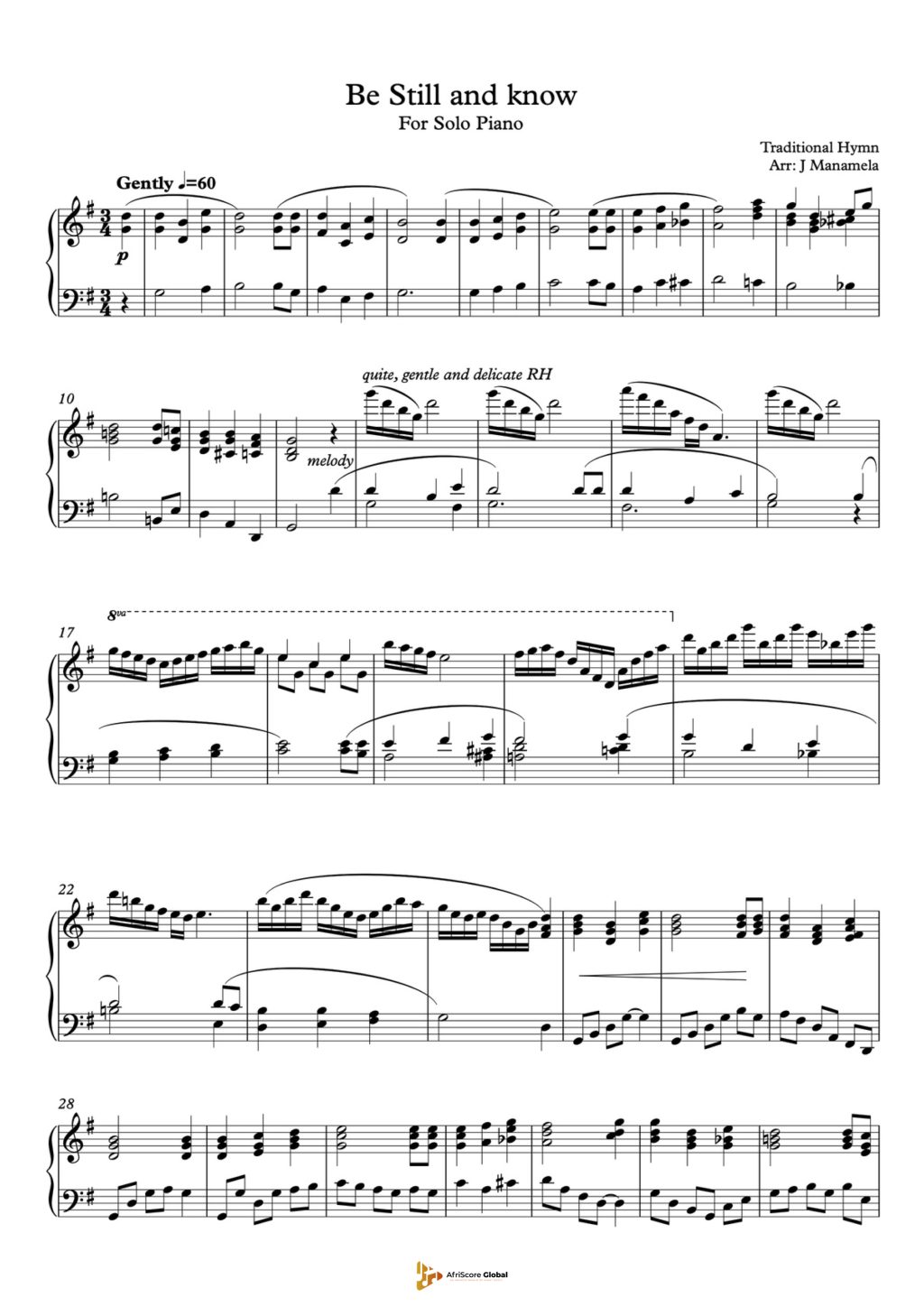 Be still and know-Solo Piano